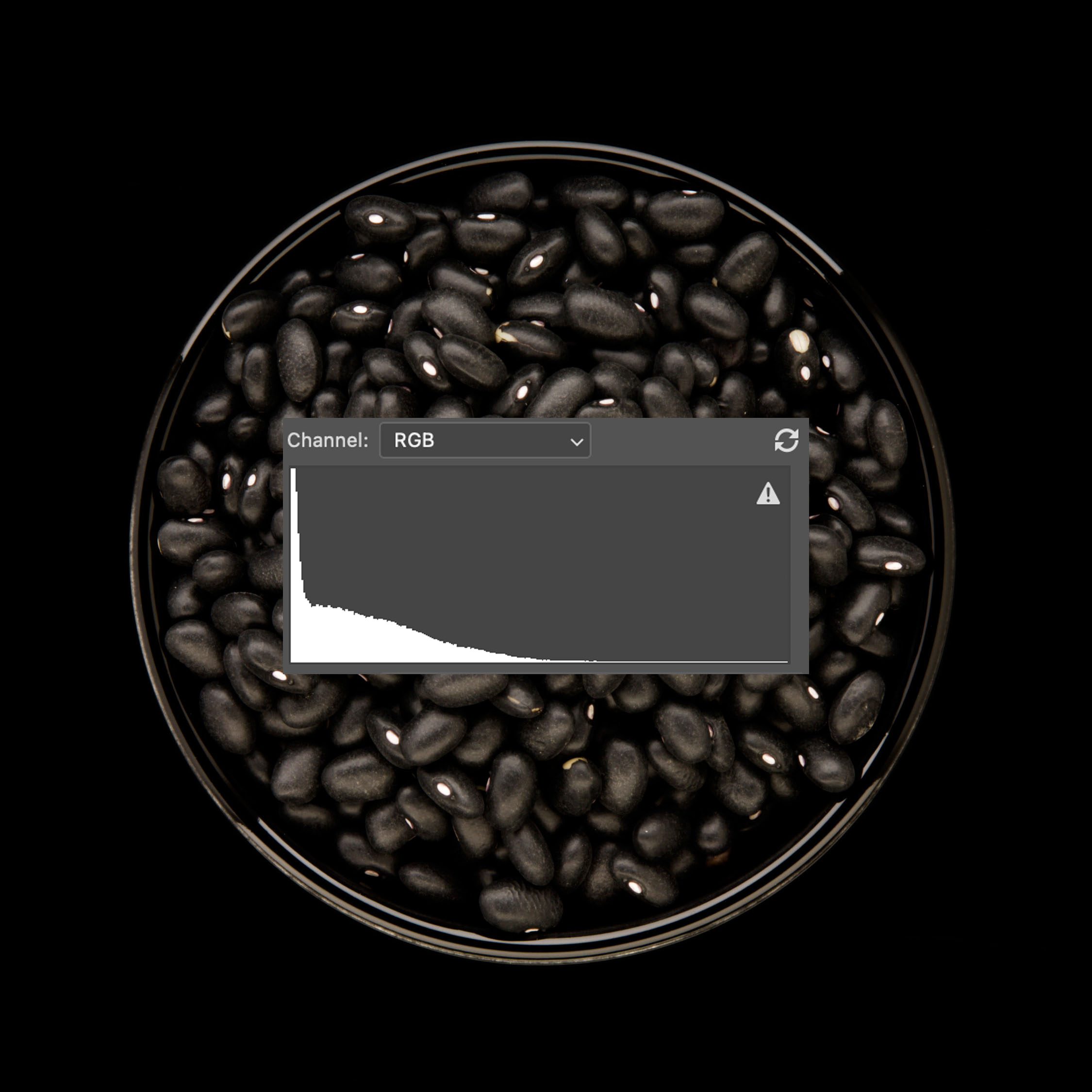 Demonstrating a histogram and image with a large amount of dark tones.
