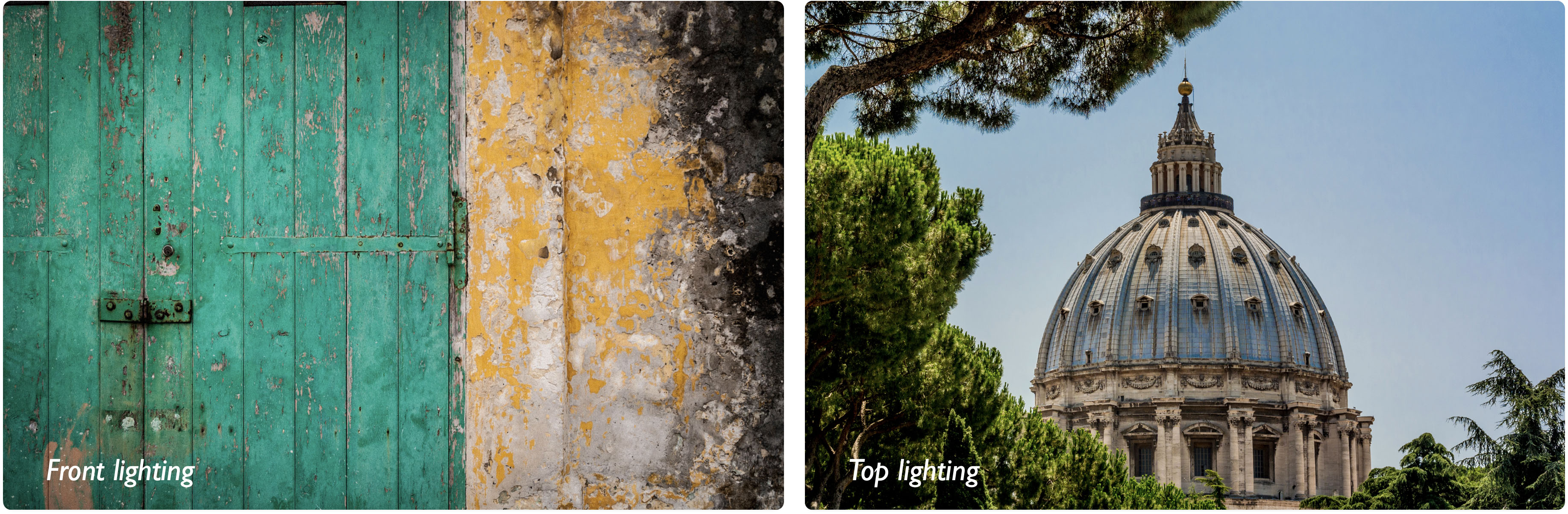 Demonstrating front lighting and top lighting.
